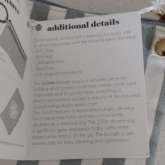 NEW Mud Pie "Lil Biter" Gray & White Bangle/Wristlet - Picture 14 of 15